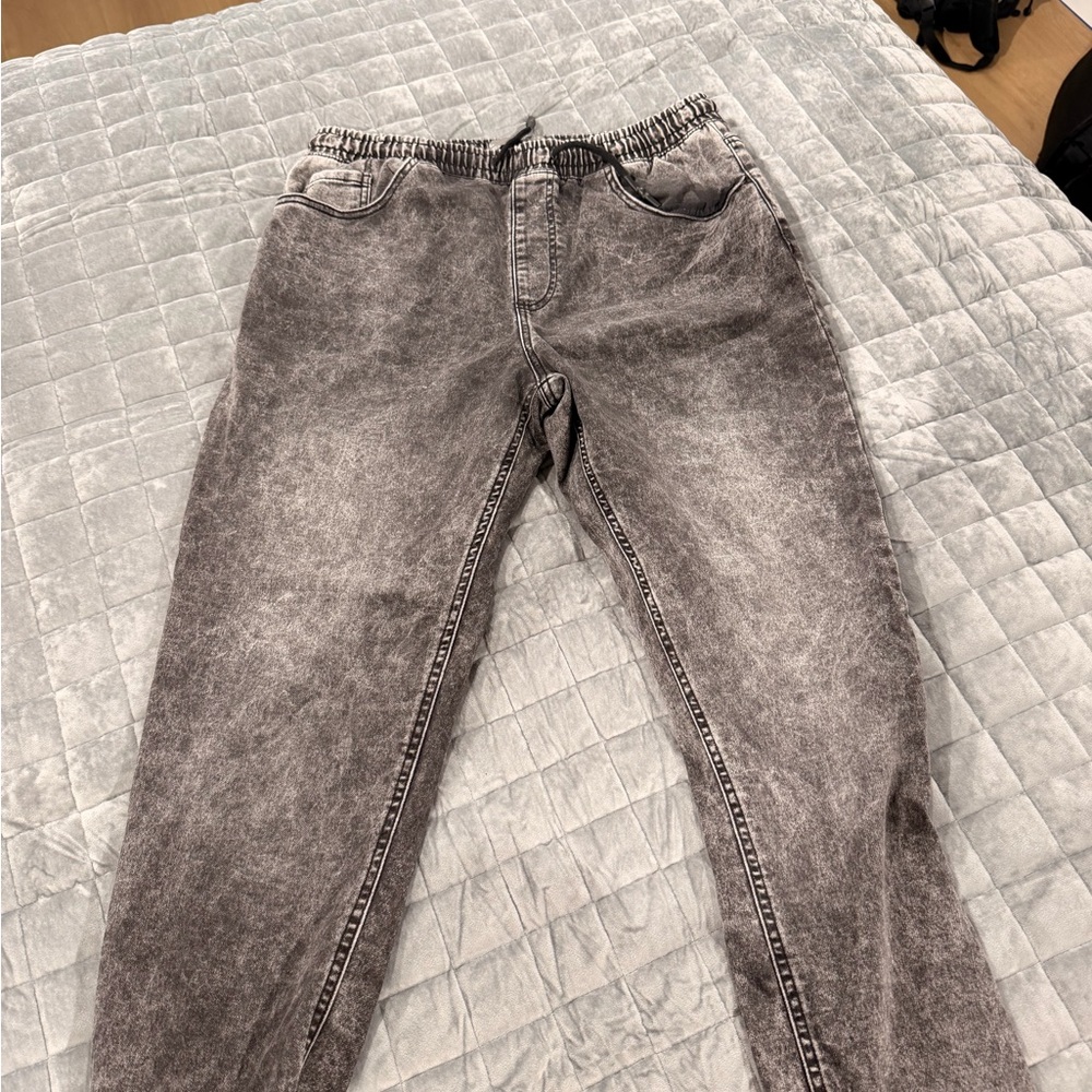 Denim&Co Men's Washed Black Relaxed Jeans/Joggers